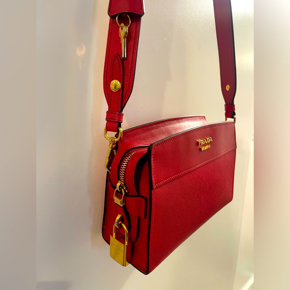 Prada Crossbody Bag w/ gold plated hardware / Lock & Key accent